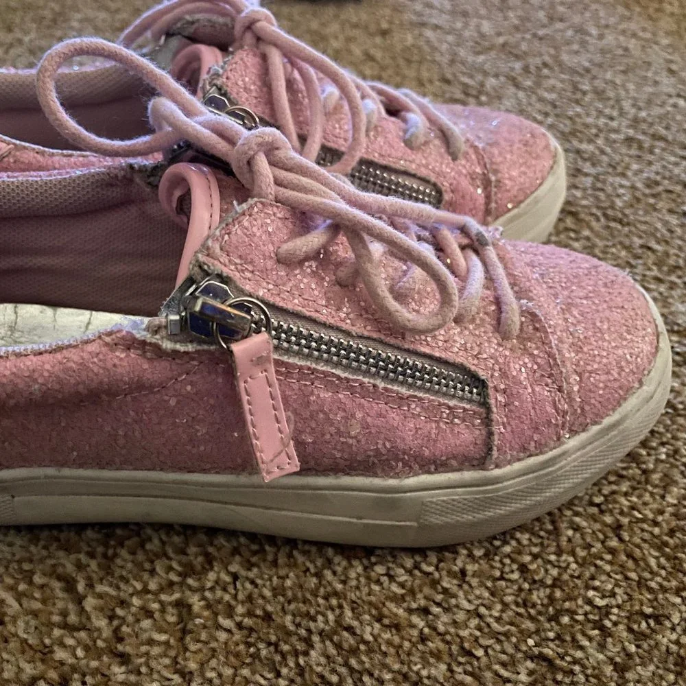 Nina pink glittered zip sneakers